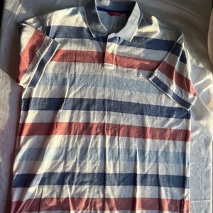 IZOD NWOT Striped Polo Shirt - Blues, Red, White size XL
